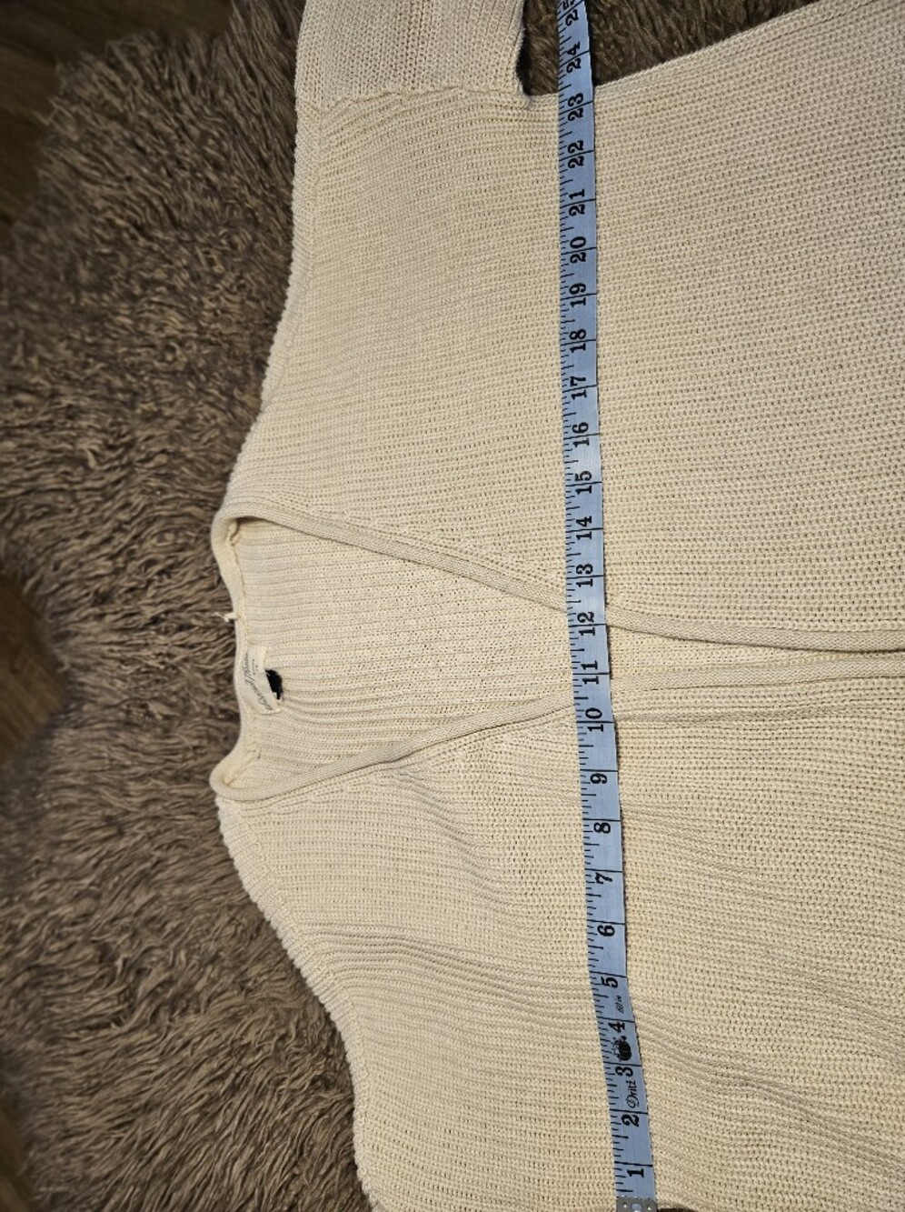 Universal Thread Cream Open-Front Ribbed Knit Cardigan with Pockets - Picture 3 of 5